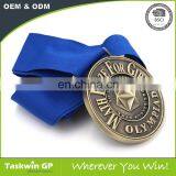 Antique Gold Plated Free Design Custom Sport Medals With Ribbon thumbnail-3