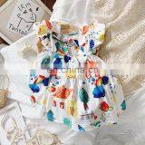 A0119# Summer Girls Dress 2020 Cotton Print Puff Sleeves Backless Kids Clothes Dress thumbnail-3