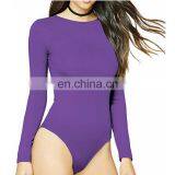 2020 New Arrival Ladies Crewneck Long Sleeve Purple Plain Shirt Bodysuit Leotard for Women thumbnail-1