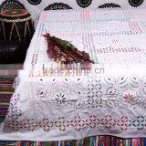 Home Decorative Handstiched Kantha Quilt White Cutwork With Fine Hand Kantha Work Quilt