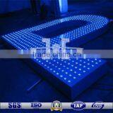 perforated metal mesh used for glowing font