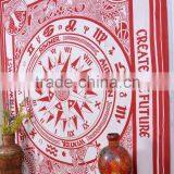 Indian Tapestry Cotton Red Compass Zodiac Print Vintage Wall Hanging Tapestries Throw Bedsheet thumbnail-2