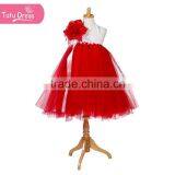 The Red Color Beautiful Baby Girl Summer Dress With Flowers thumbnail-1