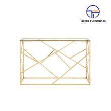 Hign End Entrance Table Stainless Steel Gold Italian Console Table Modern Luxury Console thumbnail-2