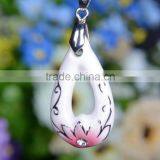 Amazing Natural Healthy Famille Rose Porcelain Glazed Flower Ceramic Pendant Necklace thumbnail-1