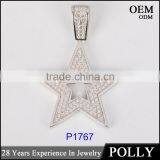 New Arrival 925 Silver AAA cz Five-pointed Star Pendant Jewelry Hip Hop Series thumbnail-3