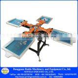 NS404-ESU Floor Standing Double Carousel Manual Silk Screen Printing 4 Color 4 Print Bed Equipment for Flat Items