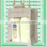 Jute Cosmetic Bags With PVC Window and Logo Printing