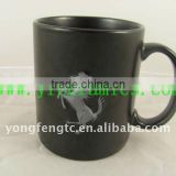 YF18299 black embossed ceramic mug