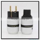 OEM/ODM Viborg Audio Aluminum Gold Plated Schuko Power Plug Connector+IEC Female Plug thumbnail-2