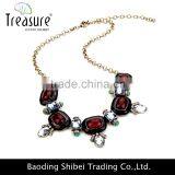 European and American Fashion High-grade Resin Diamond Gemstone Necklace Retro Enamel Trade Clavicle Chain Necklace Gold Chain thumbnail-2