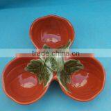 YT Three Lattice Pumpkim Shaped Ceramic Saucer thumbnail-1