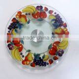 Dia. 30.5cm Fruit Tempered Glass Cake Plate