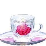 Colorful Rose Pattern Glass Cup and Saucer Set thumbnail-3