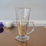 Latte coffee glass mug with printing