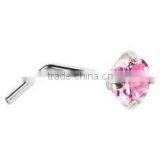 2014 Hotselling L-shape Nose Rings With High Quality Cubic Zirconia Gold Initial Ring