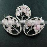 40x55mm Oval Handmade Wiring Tree in Random Pink Rose Quartz Stone Pendant Charm DIY Supplies 1820256 thumbnail-2