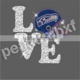 Rhinestone Love Seahawks Iron on Transfers Wholesale PU Vinyl Transfers New Design thumbnail-1