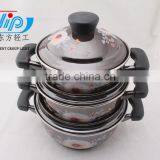 The Best Quality 3 Pcs Enamel Casserole With Metal Cover Beautiful Decal thumbnail-2
