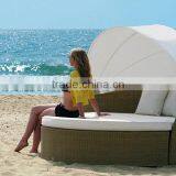2017 Trade Assurance Comfortable Round Shape pe Round Rattan Wicker Chaise Sun Daybed With Plastic Canopy thumbnail-1