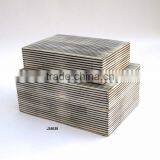 Black and White Parallel Pattern Bone Box Available in All Sizes and Colours thumbnail-1