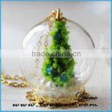 Antiqued Brass Glass Globe Jewelry Necklace With Dried Flower thumbnail-3