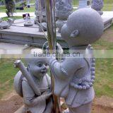 Outdoor Graden Decoration Stone Carving Marble Baby Buddha Little Monk Statue thumbnail-2