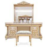 New Arrival Elegant Classic French Rococo Floral Painted Golden Vanity Dressing Table for Noble House BF12-05254b thumbnail-5