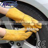 NMSAFETY Brown Cow Split Leather Work Safety Gloves thumbnail-1