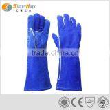 Reinforced Palm Blue Cowhide Leather Welding Gloves thumbnail-1