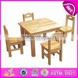 High Quality Kindergarten Table and Chairs Natural Wood Daycare Furniture W08G209-S thumbnail-4