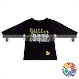 2016 Latest Fancy Tops Girls Plain Black Cotton Top With Feather 0-6 Years Old Girls Long Sleeve Tops thumbnail-2