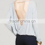 Sexy Women Ladies Crew Neck Backless Casual Long Sleeve Cotton T-Shirt Blouse Tops thumbnail-3