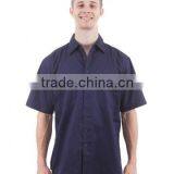 100% Cotton Preshrunk Drill Short Sleeve Navy Mens Work Shirts thumbnail-1
