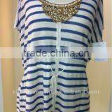 Ladies Stripe Colour Knitted Sweater thumbnail-1