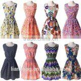 Hot Sell New Korean Style Women Clothing Bohemian Floral Sleeveless Vest Printed Beach Chiffon Dress Bohemian Style Clothing thumbnail-1