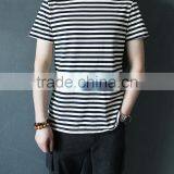 Custom Men Yarn Dyed Striped Cotton T Shirt Factory Price thumbnail-1
