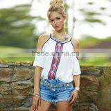 Fashion Ladies Women Off Shoulder Short Sleeves Chiffon Tops Blouse thumbnail-1