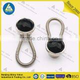 Removable Metal Button Collar Extenders With Spring for Shirts/jeans/trousers With Black Crystal Mounted thumbnail-1