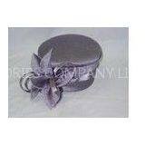 Purple Black Women Church Hats With Rose , Ladies Wedding Hat With Dress Fabric Stripe thumbnail-1