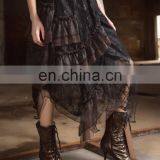 Steampunk Laces and Mesh Asymmetrical Cut Long Skirt thumbnail-5
