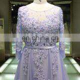 1A1046 Romantic Light Purple 3D Flowers Appliqued Beaded Long Sleeve Sash Back Open Bridesmaid Dress Prom Dress Evening Dress thumbnail-4