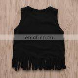 2019 New Summer Outfits "SUMMER" Print Black Girls Tassel Vest Tops & FLORAL Full Print Shorts 2pc Set 0-4years thumbnail-3