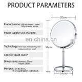 DDP Shipping LED Portable Makeup Mirror Round 8 Inch Makeup Desktop Cosmetic Mirror 10x Magnificationt Mirror thumbnail-7