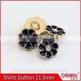 11.5mm Flower Rhinestone Enamel Plating Metalic Shirts Button thumbnail-1
