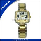 Waterproof Stainless Steel Square Dial IP Gold Wrist Watches