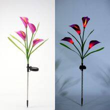 Outdoor Solar Garden Lamp Christmas Decoration Ip65 Waterproof Multi-Color Changing Led Solar Lily Flower Lights thumbnail-4