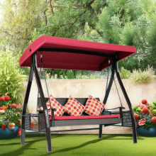 factory price outdoor furniture wicker rattan three seater red bean swing hanging chair