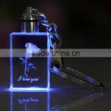 Crystal Keyring 3d Laser Engraving Rose Crystal Key Chain for Valentine's Day