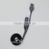 USB Charger Cable for Flat Cable With LED Light and Length 4FT With Pink Color thumbnail-1